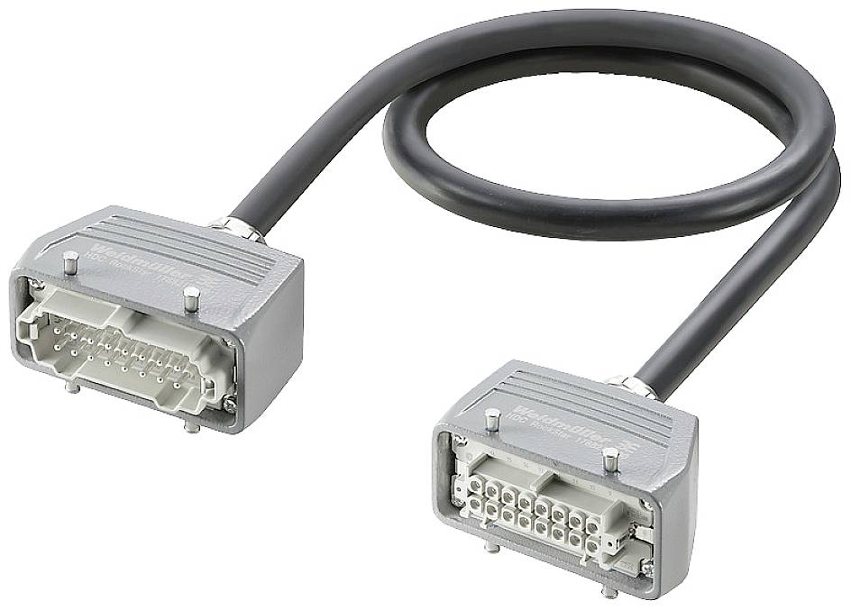 Un câble noir avec deux connecteurs gris à ses extrémités.