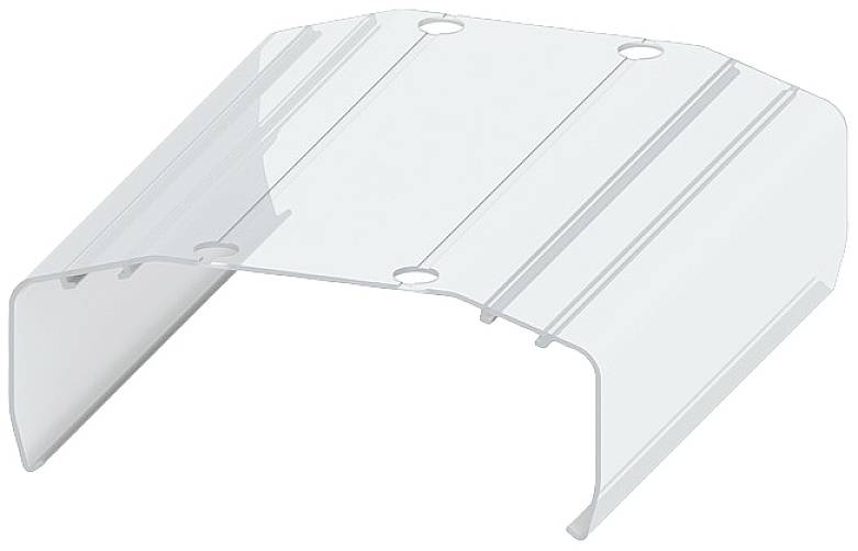 Couvercle en plastique transparent ondulé avec quatre trous de fixation, adapté pour protéger les objets contre les intempéries.