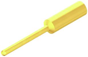 Stylo jaune sur fond blanc, montrant la pointe et le corps cylindrique.