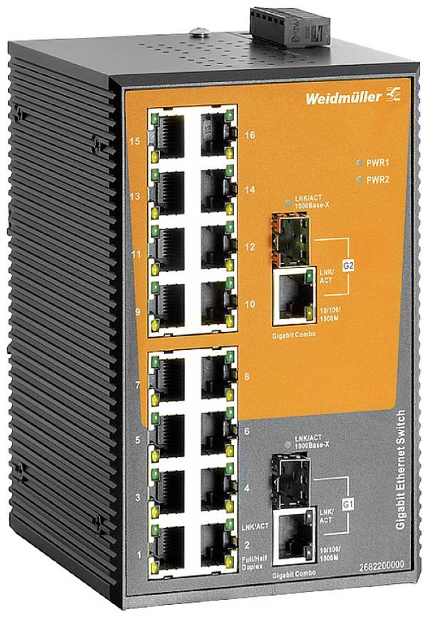 Weidmüller 2682200000 IE-SW-EL18-16TX-2GC Commutateur Ethernet industriel  10 / 100 / 1000 MBit/s