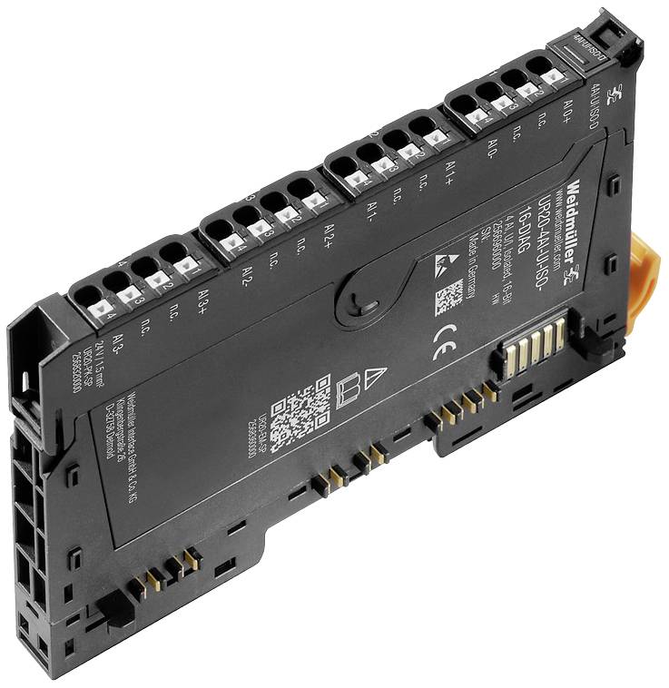 Module électronique de Weidmüller avec plusieurs connexions et emplacements pour applications industrielles.
