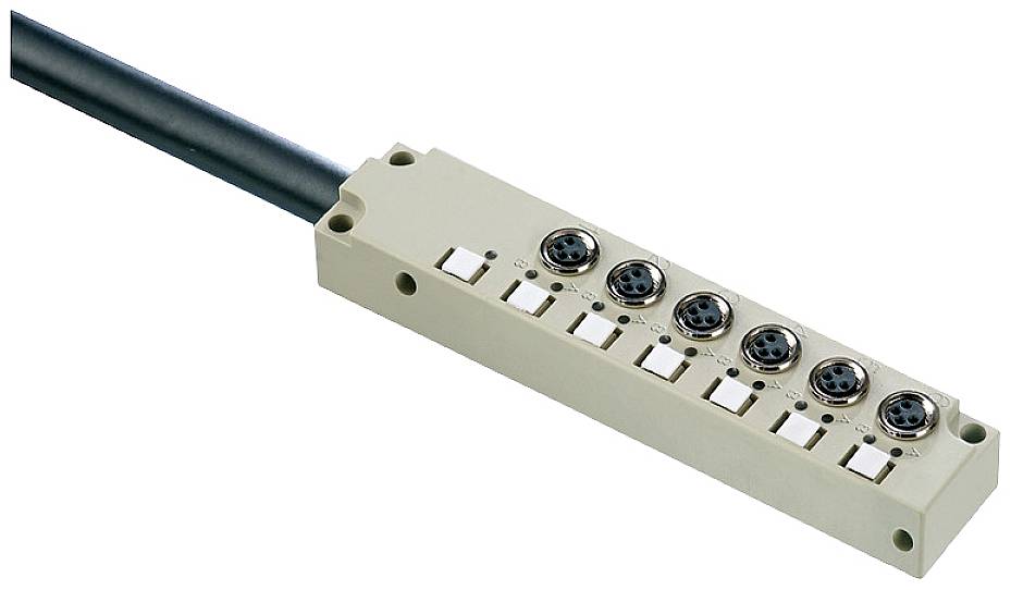 Un bloc de distribution électrique à plusieurs connexions et câbles, utilisé pour raccorder des appareils.