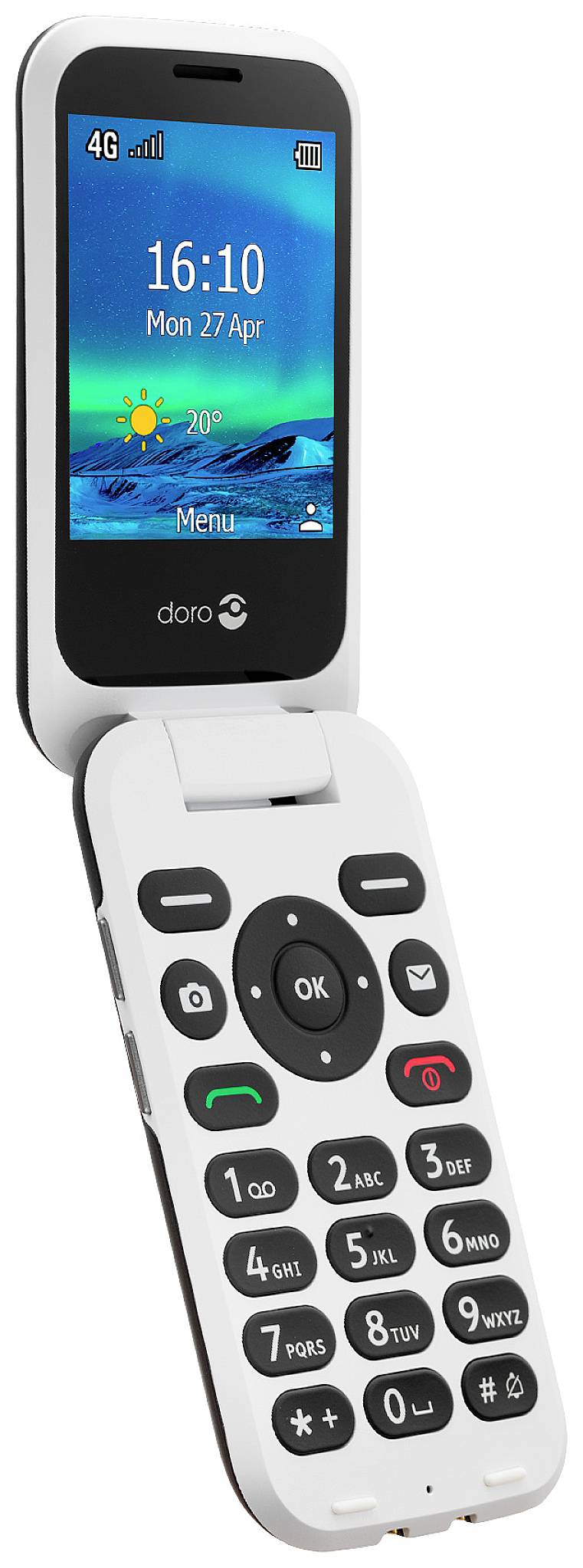 doro 6820 Téléphone portable à clapet pour séniors avec station de charge noir-1