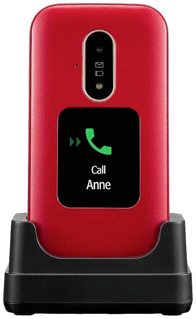 doro 6880 Téléphone portable à clapet pour séniors avec station de charge rouge-4