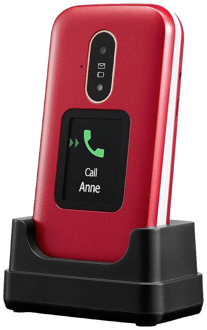 doro 6880 Téléphone portable à clapet pour séniors avec station de charge rouge-5
