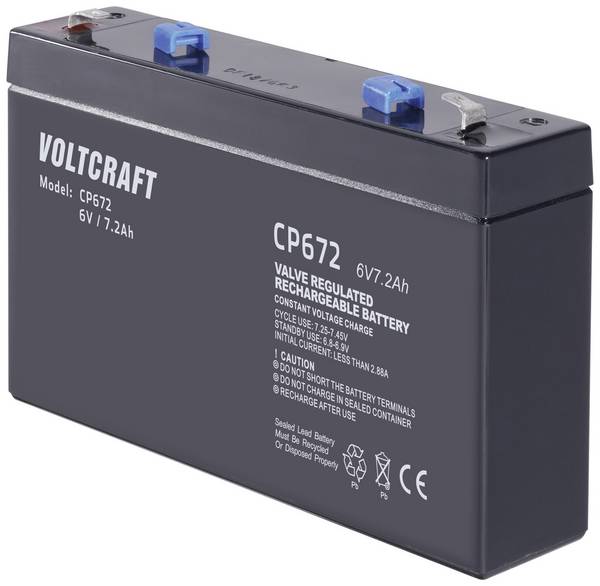 VOLTCRAFT CE6V/7Ah VC-12713945 Batterie au plomb 6 V 7.2 Ah plomb (AGM) (l x H x P) 151 x 100 x 34 mm cosses plates 4,8 mm sans entretien