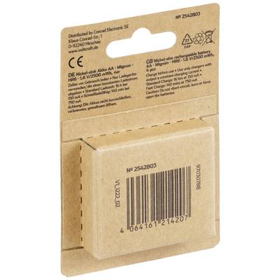Verso d'un emballage de batterie en matériau recyclé avec des informations sur le produit et le numéro de série.