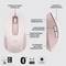 Souris Logitech sans fil rose avec Bluetooth, touche latérale personnalisable et molette intelligente. Autonomie de batterie de 24 mois. Compatible avec Windows et ChromeOS.