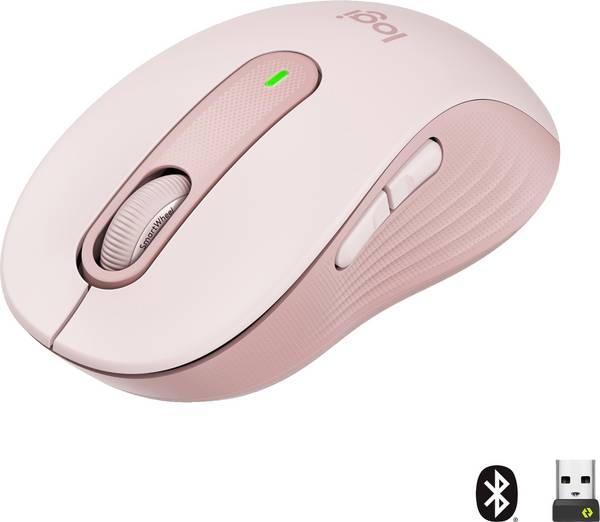 Logitech Signature M650 Souris radio, Bluetooth Taille: M optique rose 5 Boutons 4000 dpi