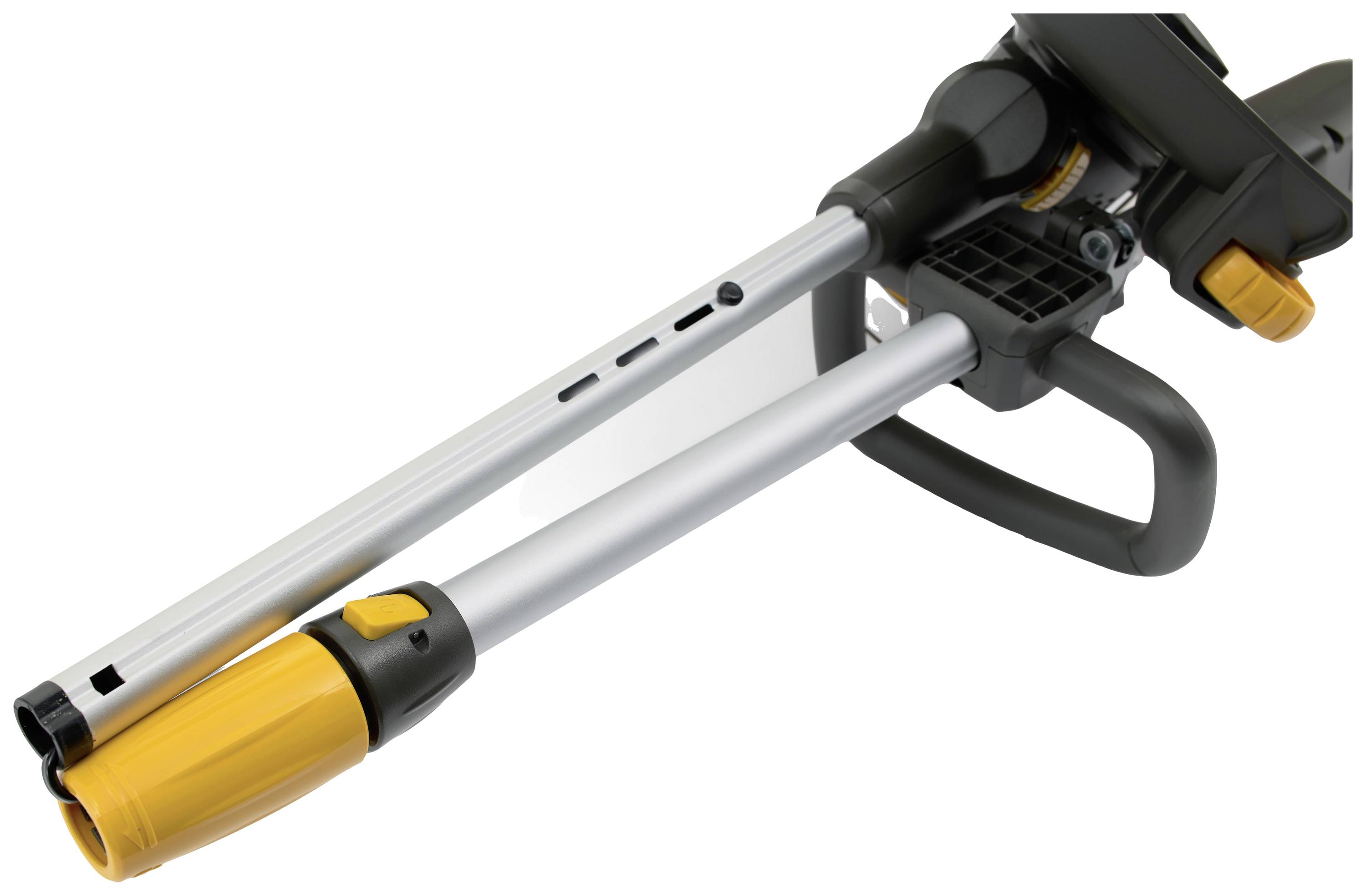 Embout télescopique pour souffleur de feuilles offrant une portée extensible pour nettoyer des endroits difficiles d'accès.