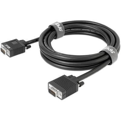'Câble VGA : Noir, deux connecteurs avec des vis de stabilisation, adapté pour connecter des moniteurs à des ordinateurs.'