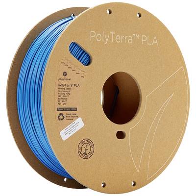 Bobine de filament PLA PolyTerra bleu, produit de manière durable. Adapté pour l'impression 3D à des températures comprises entre 190 et 230°C.
