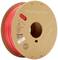 Rouleau de filament PLA PolyTerra rouge pour imprimante 3D, en carton et biodégradable. Contient des instructions de température et d'impression.