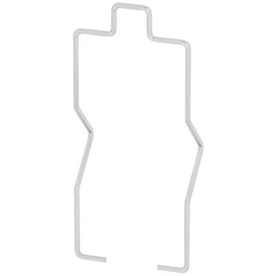 Support en fil métallique plié, rectangulaire, avec des coins arrondis et un tracé irrégulier. Utilisé pour stabiliser ou suspendre.