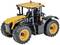 Tracteur noir et jaune sur fond blanc, modèle avec de grandes roues et des phares de toit, non fonctionnel.