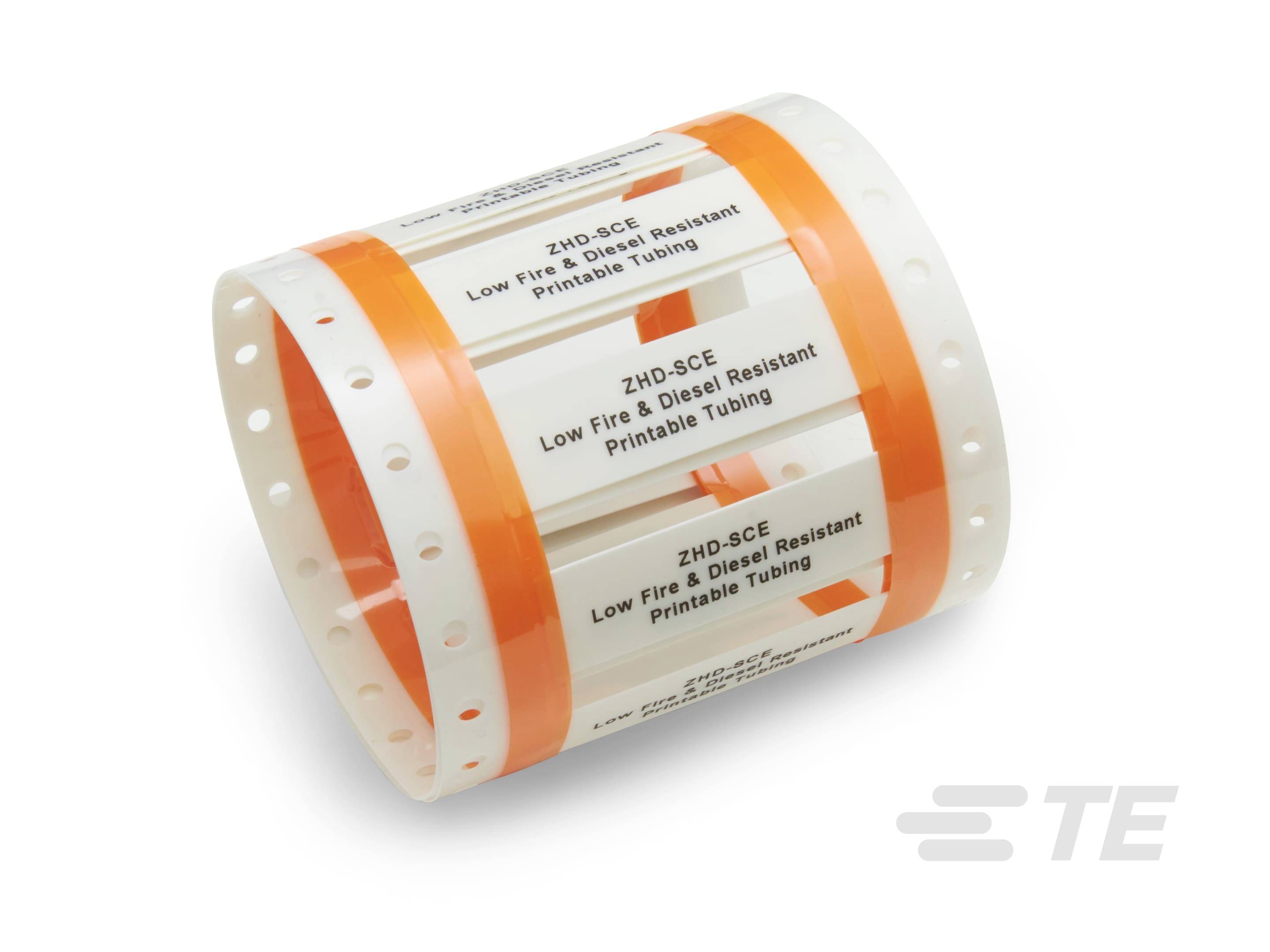 Rouleau de gaines thermorétractables imprimables 'Résistant au feu et au diesel'. Adapté aux applications industrielles.
