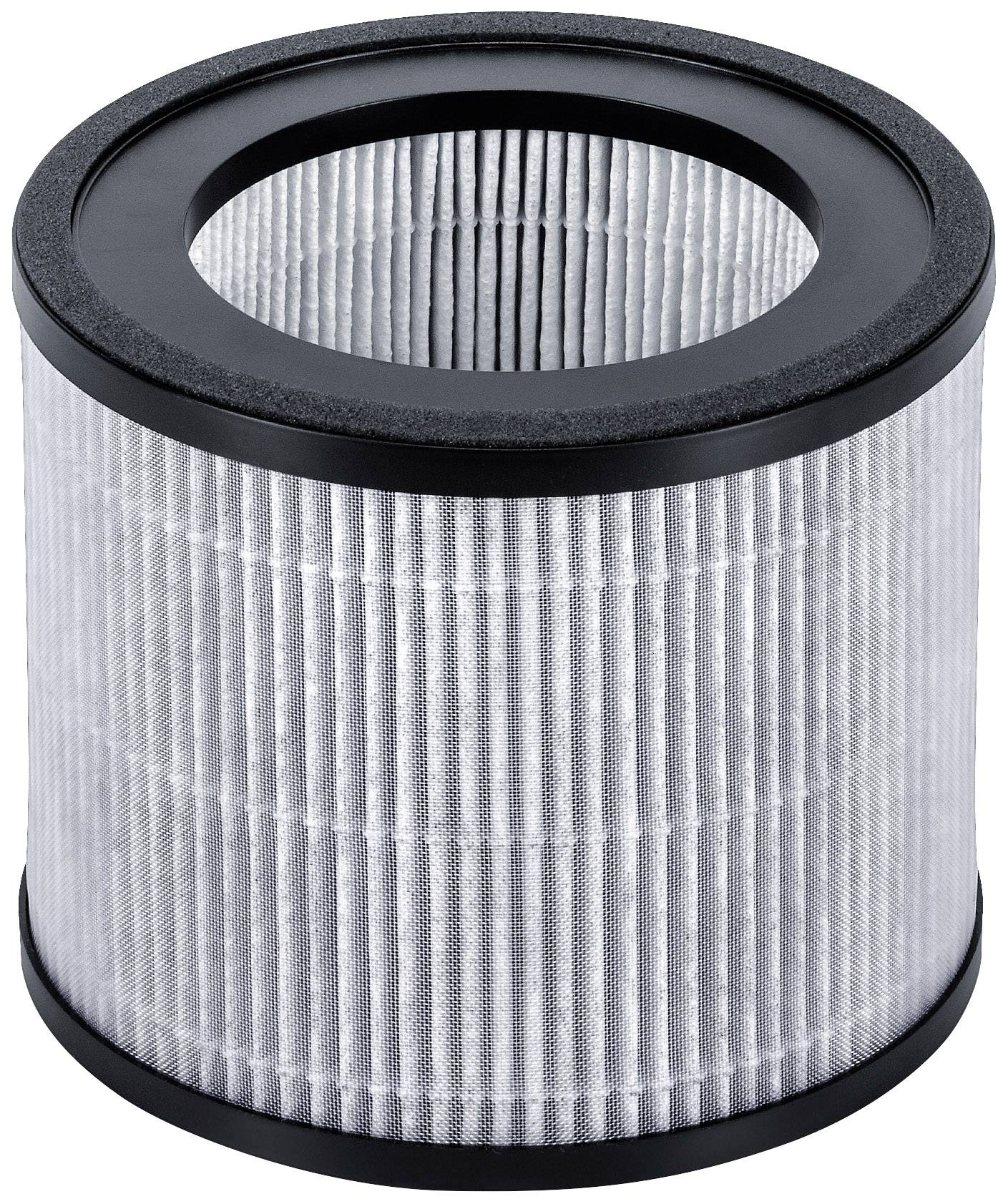 Un filtre cylindrique à lamelles blanches et bordure noire, probablement adapté aux systèmes de purification d'air ou de ventilation.