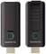 Deux dongles HDMI noirs Marmitek avec des boutons ronds et des indicateurs à anneau LED, l'un avec sa connexion couverte, l'autre avec sa connexion exposée.