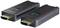 Deux dongles HDMI noirs avec des connecteurs dorés et un bouton bleu sur chaque face supérieure, sur un fond blanc.