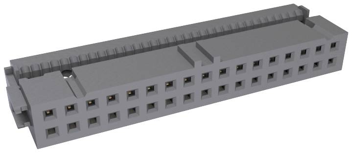 Une prise rectangulaire grise avec plusieurs ouvertures carrées, adaptée aux connexions électroniques ou aux applications techniques.