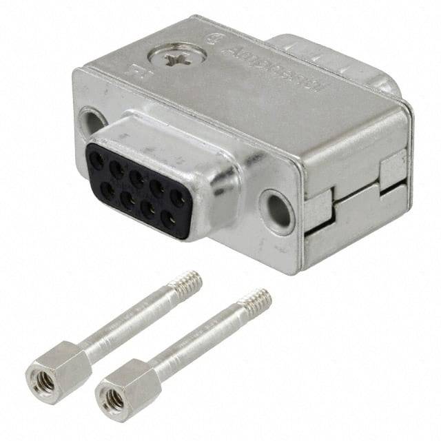 Un connecteur D-Sub argenté avec deux vis métalliques, adapté aux connexions d'interfaces série dans les appareils électroniques.