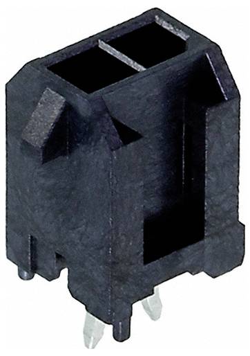 « Un seul connecteur électrique en plastique noir de forme rectangulaire avec deux broches métalliques à la base. »