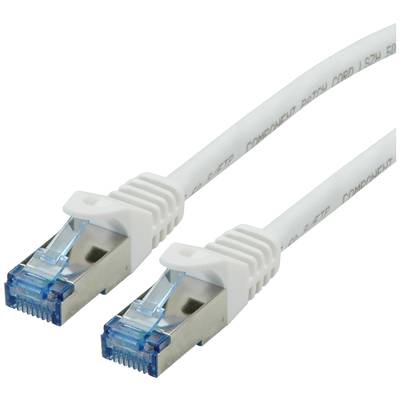 L'image montre deux câbles Ethernet blancs avec des connecteurs bleus sur un fond blanc. Ils permettent de connecter des appareils réseau pour accéder à Internet.