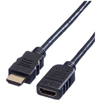 Un câble de rallonge HDMI avec une fiche mâle (à gauche) et un connecteur femelle (à droite), adapté pour connecter des appareils audio et vidéo.
