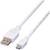 Un câble USB blanc avec une fiche USB-A standard à une extrémité et une fiche micro-USB à l'autre extrémité.