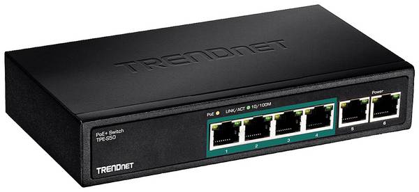 TrendNet TPE-S50 TRENDnet TPE S50 - Switch - unmanaged - 4 x 10/100 (PoE) Switch réseau  10 / 100 MBit/s fonction PoE