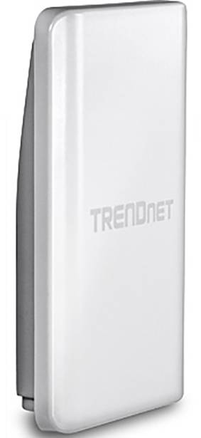 Un appareil blanc rectangulaire portant l'inscription 'TRENDnet'. Il semble moderne et compact, probablement un dispositif technique.