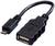 Un câble adaptateur USB noir avec connecteur micro-USB et port USB-A.