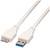 Un câble USB blanc qui a une fiche USB-C à une extrémité et une fiche USB standard à l'autre extrémité.