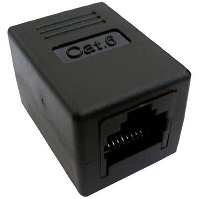 Un adaptateur réseau noir Cat.6 avec un connecteur RJ45, adapté aux connexions Ethernet.