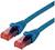 Deux câbles Ethernet bleus avec des connecteurs rouges pour connecter des réseaux.