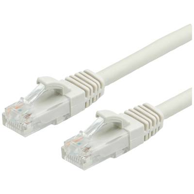 Un câble Ethernet blanc avec deux connecteurs RJ45, utilisé pour connecter des appareils réseau.