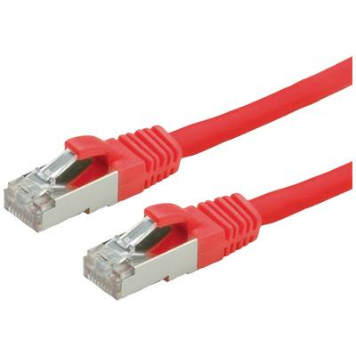 Deux câbles Ethernet rouges avec des connecteurs RJ45 métalliques côte à côte, utilisés pour la connexion réseau.