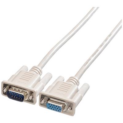 Deux connecteurs DB9 séries gris sur un câble. L'un a des broches, l'autre des contacts femelles. Fréquemment utilisés pour les connexions informatiques.