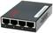 Un commutateur Ethernet noir à quatre ports, numérotés de 1 à 4, avec des voyants LED sur le dessus.