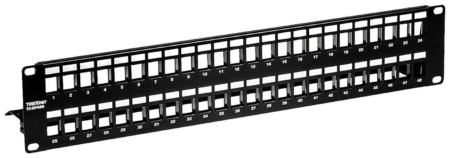 TRENDnet TC-KP48S Tableau de connexion blindé HD 2U Keystone vierge à 48 ports-1