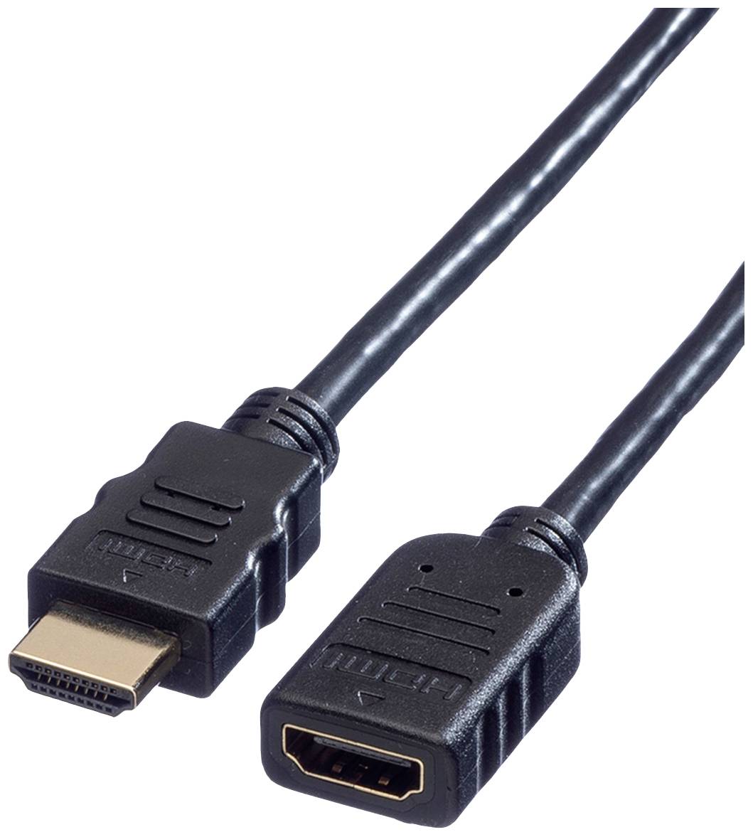 'Câble HDMI noir avec fiche et prise, pour la connexion d'appareils multimédias.'