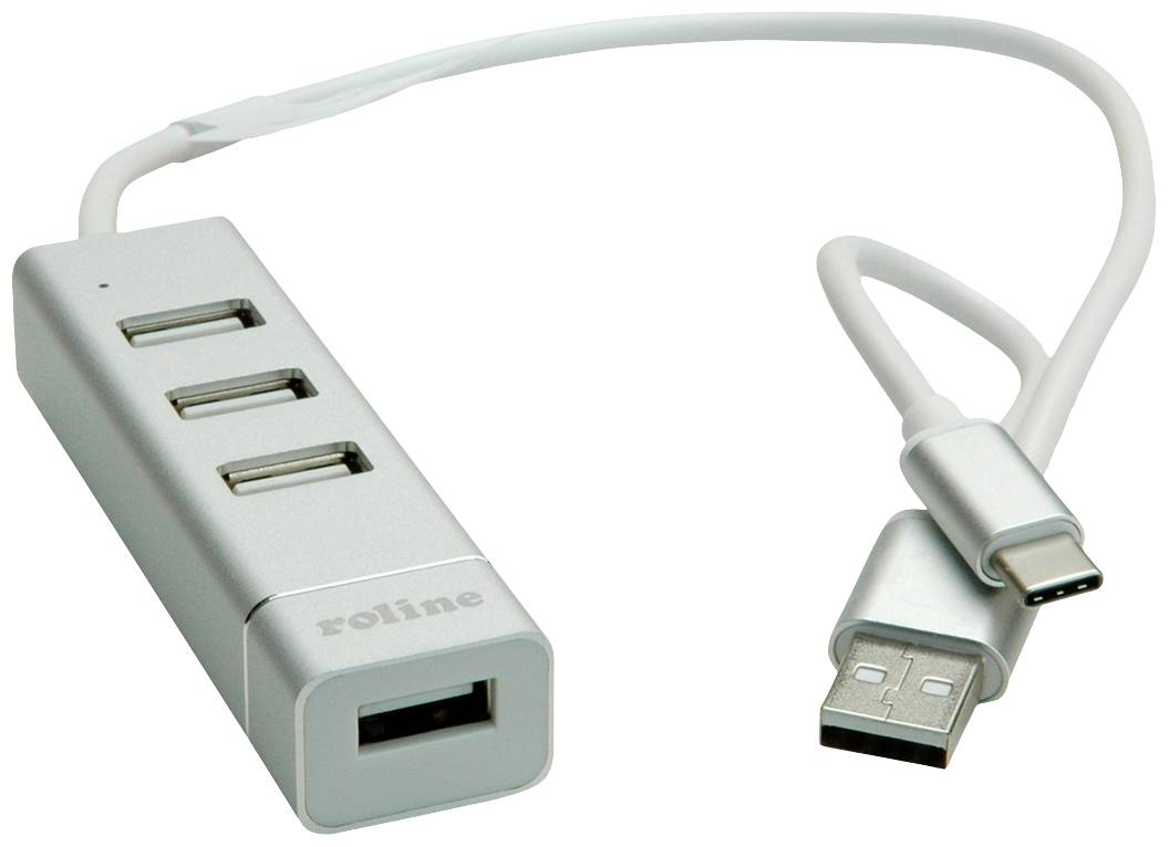 ROLINE 14.02.5037 hub & concentrateur USB 2.0 480 Mbit/s Argent, Blanc - Neuf