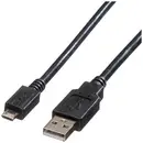 ROLINE Câble USB 2.0, USB A mâle - Micro USB B mâle, noir, 0,8 m