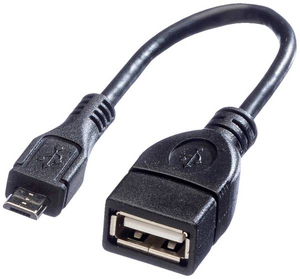 Value Câble USB USB 2.0 USB-Micro-B mâle, USB-A femelle 0.15 m noir blindé 11.99.8311