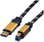 Câble USB 3.2 Gen 1 ROLINE GOLD, type A-B, 1,8 m