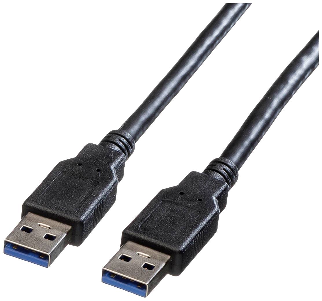 Deux câbles USB noirs avec des connecteurs internes bleus, adaptés aux transferts de données et aux connexions entre appareils.