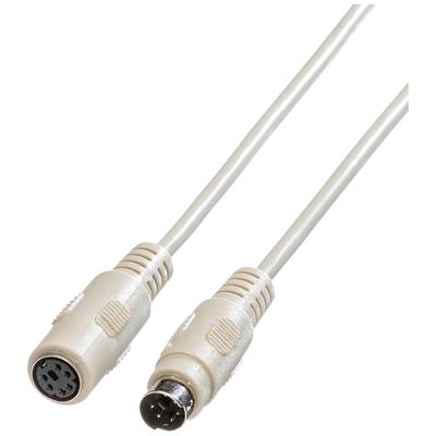 Un câble d'extension PS/2 avec connecteurs mâle et femelle, utilisé pour connecter des claviers ou des souris à des ordinateurs.