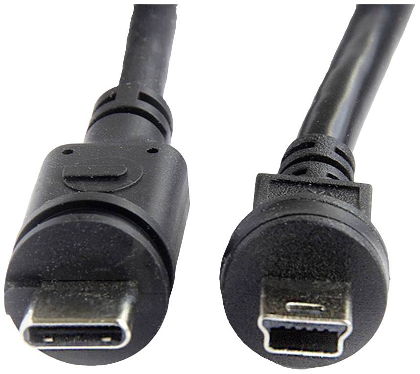 Connecteurs de câbles USB-C et Mini-USB côte à côte.