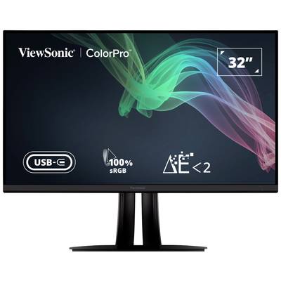 Moniteur ViewSonic de 32 pouces avec 'ColorPro', 'USB-C', '100% sRGB' et mode de protection oculaire spécial.