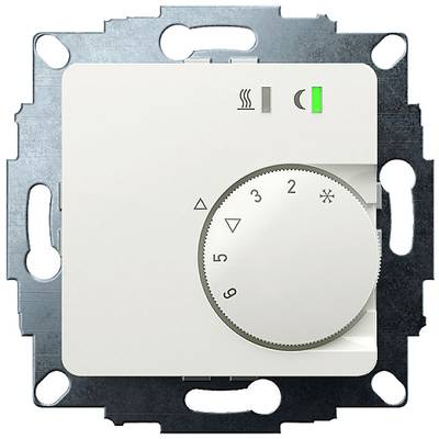 Thermostat rotatif avec choix de température de 1 à 5, symboles de chauffage et de refroidissement. Un voyant vert indique la fonction active.